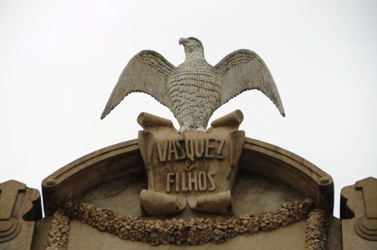 Águia repousa sobre a casa Vasquez e Filhos. (Foto: Rodrigo Pazinato0