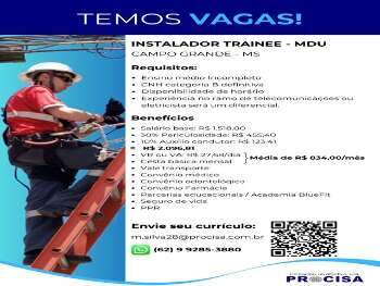 VAGA INSTALADOR TRAINEE MDU