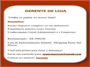 GERENTE DE LOJA