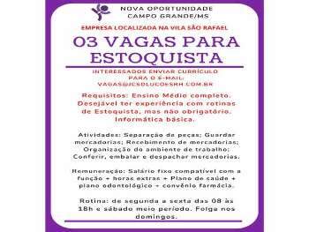 Vagas para o cargo de Estoquista!