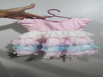 Vestido arco-&iacute;ris luxo festa infantil menina 1 ano
