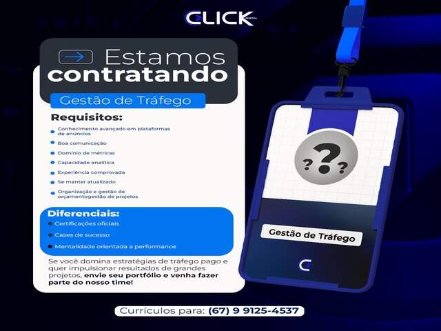 🚨 VAGA ABERTA &ndash; GESTOR DE TR&Aacute;FEGO PAGO 🚨