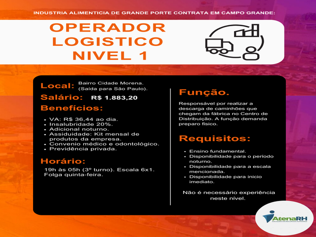 Vaga Operador Logistico nivel 1
