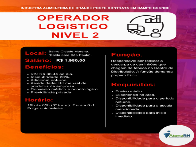 Vaga Operador Logistico nivel 2