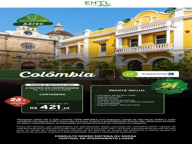 Pacote Tur&iacute;stico para Col&ocirc;mbia 