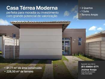 🏡 Casa T&eacute;rrea Moderna | 3 Quartos | Su&iacute;te | Terreno Amplo