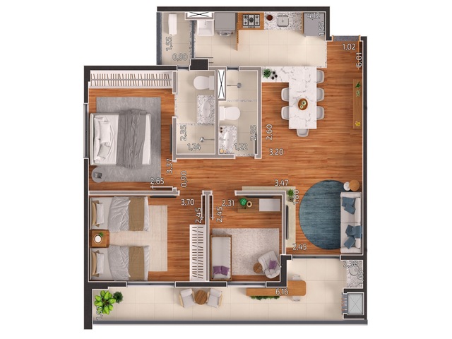 &Uacute;ltima Unidade 75 m&sup2;I 3 Quartos I no Arbo Parque dos Poderes  