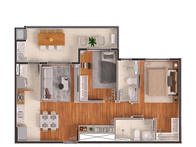 Últimas Unidades 66,95 m² I 2 Quartos I no Arbo Parque dos Poderes