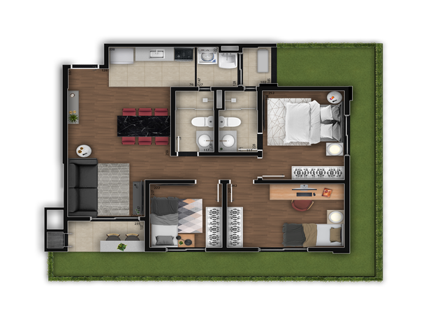 Aquarela Condom&iacute;nio Clube | Apto 86,82 m&sup2; | Pq. Res. Pedrossian