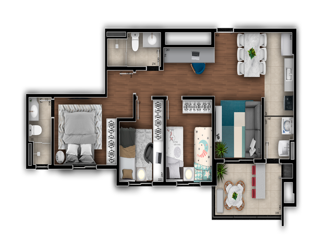 Aquarela Condom&iacute;nio Clube | Apto 68,73 m&sup2; | Pq. Res. Pedrossian