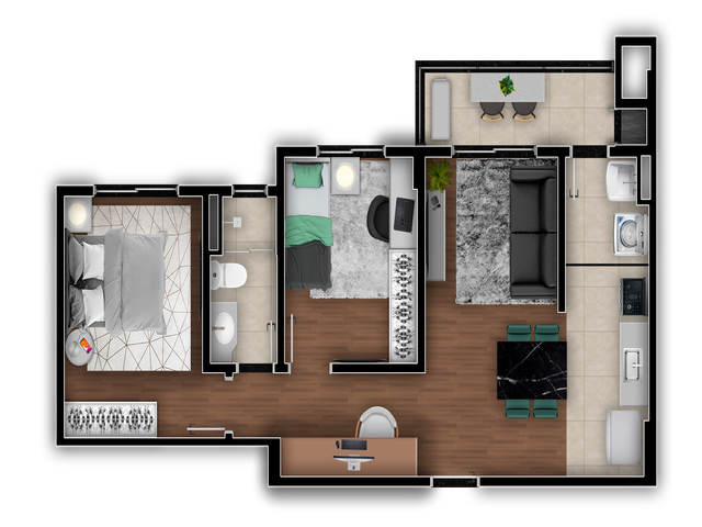 Aquarela Condom&iacute;nio Clube | Apto 52,96 m&sup2; | Pq. Res. Pedrossian