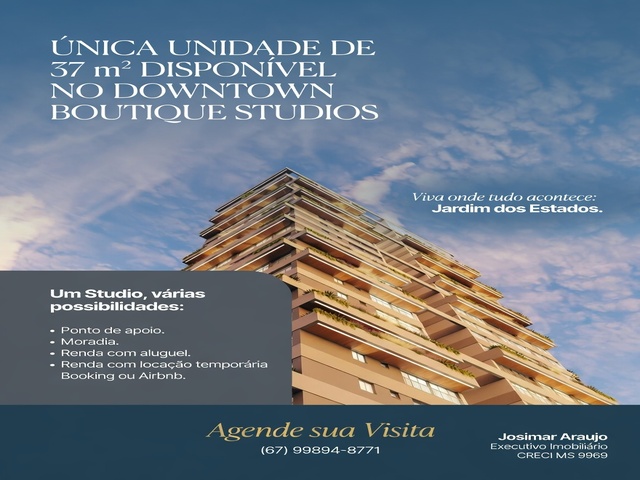 &Uacute;NICA UNIDADE DE 37 m&sup2; DISPON&Iacute;VEL NO DOWNTOWN BOUTIQUE STUDIOS