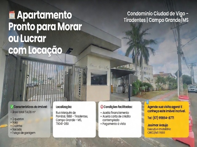 Apartamento Mobiliado 2 quartos Tiradentes – Pronto para Morar