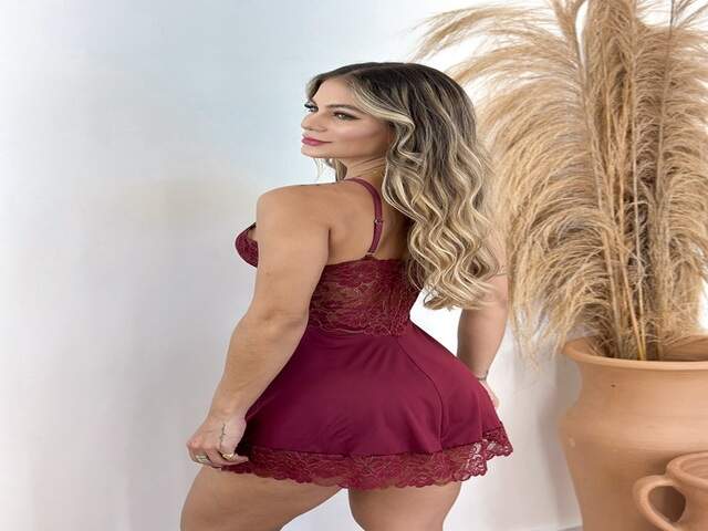 Camisola com Robe Manga Longa  &ndash; Marsala/Fios Dourados