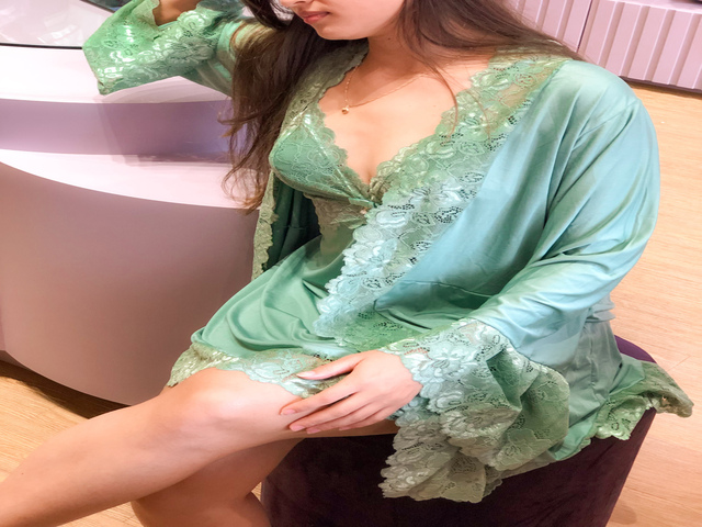 Camisola com Robe Manga Longa - Verde &Eacute;den
