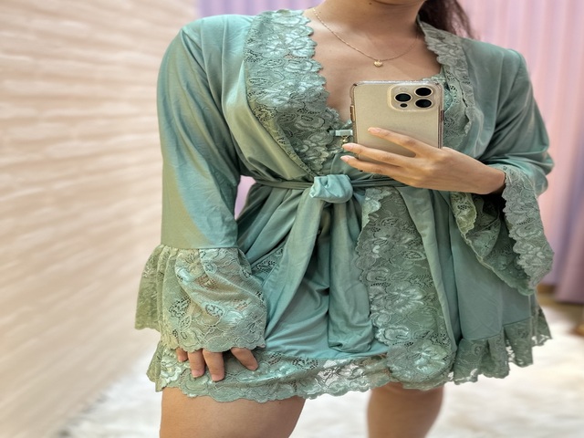 Camisola com Robe Manga Longa - Verde &Eacute;den