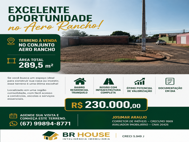 Excelente Oportunidade no Aero Rancho! Terreno &agrave; venda 