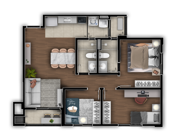 65 m² Perfeitamente Distribuídos para a Sua Família