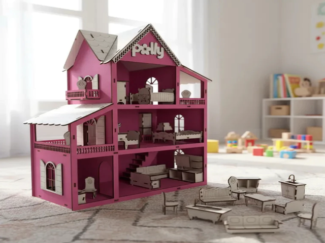 Casinha de boneca pintada em mdf