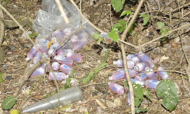  Vigil&acirc;ncia de Corumb&aacute; investiga descarte de frascos de vacina em matagal