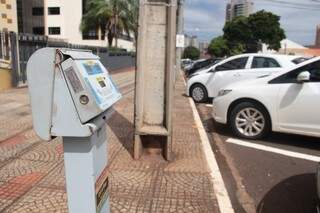 Na Rua da Paz, parquímetro chegou em 2009 perto do Fórum. (Foto: Marcos Ermínio)