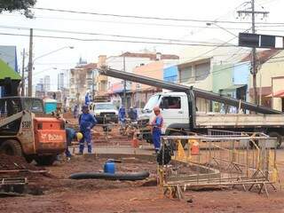 Trecho da área central de Campo Grande passa por obras (Foto: Paulo Francis/Arquivo)