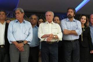 André, Temer e Raupp durante encontro do PMDB em Dourados nesta manhã (Foto: Dourados News-Thalyta Andrade)