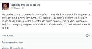 Roberto confessou crime em seu perfil no Facebook (Foto: Reprodução/Facebook)