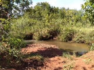 Córrego em que o corpo foi encontrado (Foto: Mirian Machado)