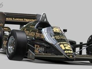 Lotus preta e dourada usada pelo piloto estará disponível ainda neste mês como carro jogável.