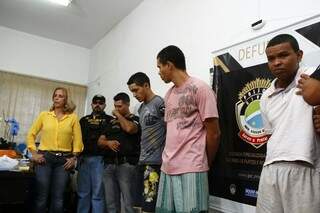 Da esquerda para direita, Thiago, Jefferson e Rafael, presos envolvidos no crime (Foto: Cleber Gellio)