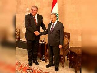 Ministro Carlos Marun ao lado do presidente do Líbano, Michel Naim Aoun (Foto: Divulgação)