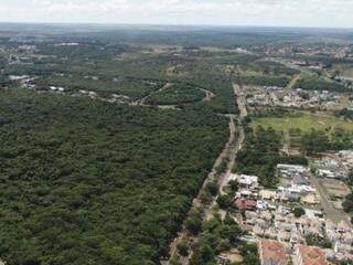 Imagem de drone mostra Parque dos Poderes à esquerda. (Foto: Gabriel Rodrigues)