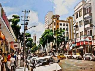 Fujita tinha preferência por retratar paisagens urbanas, exaltando Campo Grande.
