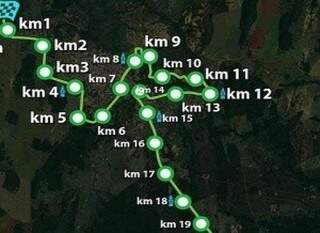Percursos de 5, 10 e 21 quilômetros que serão executados pelos corredores. (Foto: Divulgação)