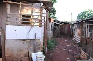 Famílias invasoras moravam em barracos construídos em favela no Moreninhas IV. (Foto: Alcides Neto)