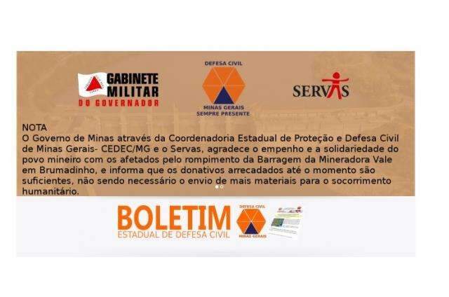 Doa&ccedil;&otilde;es s&atilde;o suficientes, mas ajuda para Brumadinho continua em MS