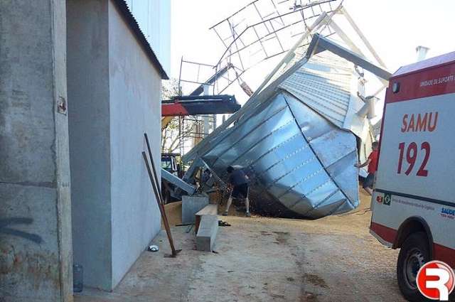 Parte de silo cai sobre produtor rural que fica gravemente ferido