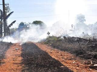 Fogo alto assustou moradores e queimada pode ter atingido seis hectares, estima agricultor. (Foto: João Garrigó)