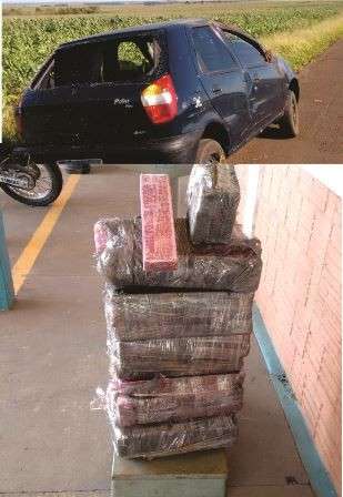Traficantes capotam e abandonam ve&iacute;culo com 77 quilos de maconha