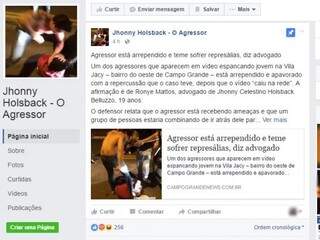 Post de página contra o agressor no Facebook. (Foto: Reprodução/ Facebook)