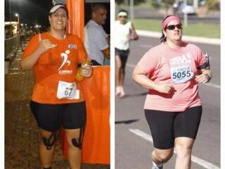A atleta hoje e há 3 anos, quando começou a correr. (Foto: Corra Assessoria Esportiva)