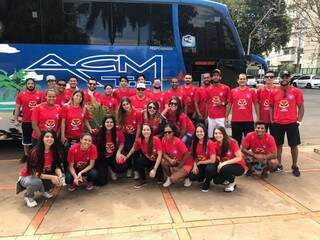 Delegação do Stilo Handebol União/ABC, de Campo Grande, no embarque nesta terça-feira para Anápolis (Foto: Divulgação) 