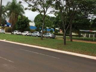 Fila de carros estacionados em linha amarela na Avenida Mato Grosso (Foto: Direto das ruas)