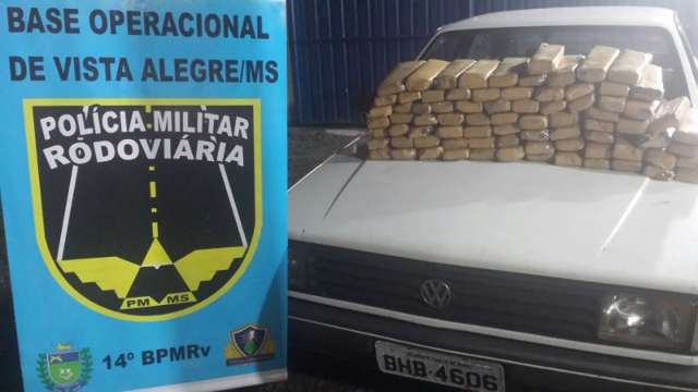 Policial Militar Rodovi&aacute;ria apreende 71,7 quilos de maconha  na MS-164