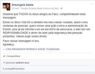 Secretária fez post no Facebook, convocando outras vítimas a recorrerem a Justiça. (Foto: Reprodução)
