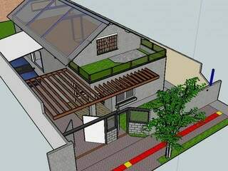 O projeto final da casa terá telhado verde e ainda pergolado de madeira. (Foto: Arquivo Pessoal)