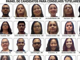 Recorte do painel de candidatos a conselheiros tutelares em que a maioria é mulher (Foto: Reprodução)
