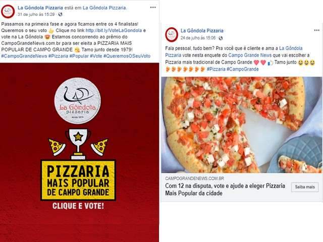 Pizzarias agitam internet para pedir voto em concurso do Campo Grande News