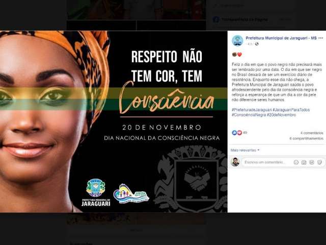 Dia da Consci&ecirc;ncia tem feriado em 4 cidades, mas agenda s&oacute; em uma